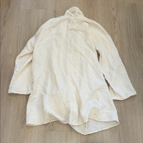 Cotton Flower S/M Lightweight Gauze Open Cardigan - Cream - Picture 6 of 6